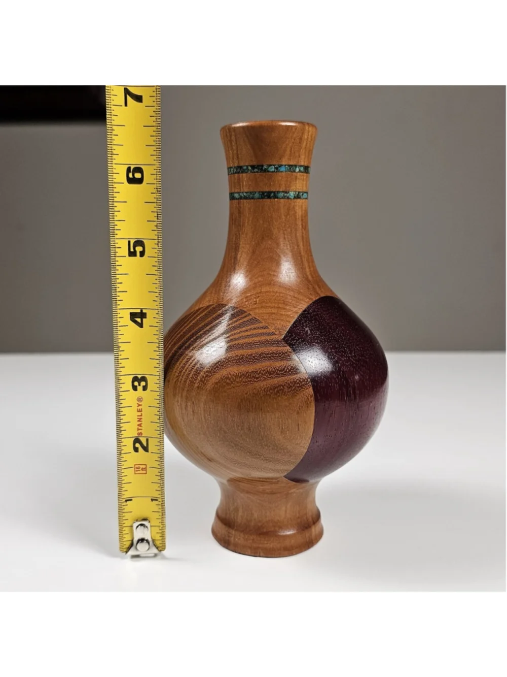 Hand Turned Segmented Wood Vase 6.5